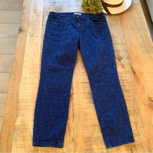 Free People Woman’s Blue Textured Stretch Printed Skinny Jeans Pants Size 30 - Picture 3 of 16